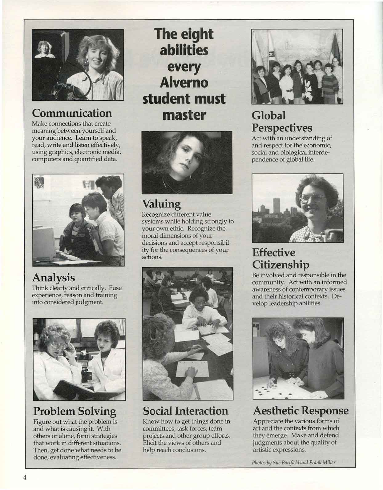 Alverno's 8 abilities described in a 1992 issue of Alverno Magazine