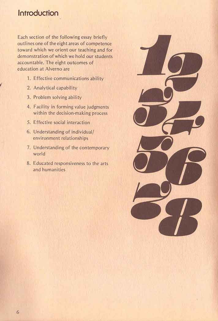 Alverno's 8 abilities listed in Liberal Learning at Alverno College-1976 edition 