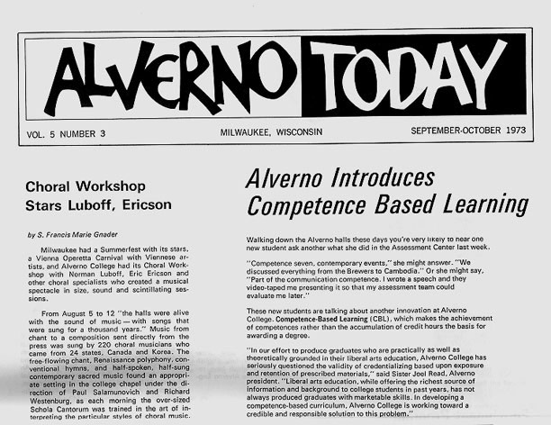 Image of  1973 "Alverno Today" article on introduction of Alverno's "Ability-based Curriculum"