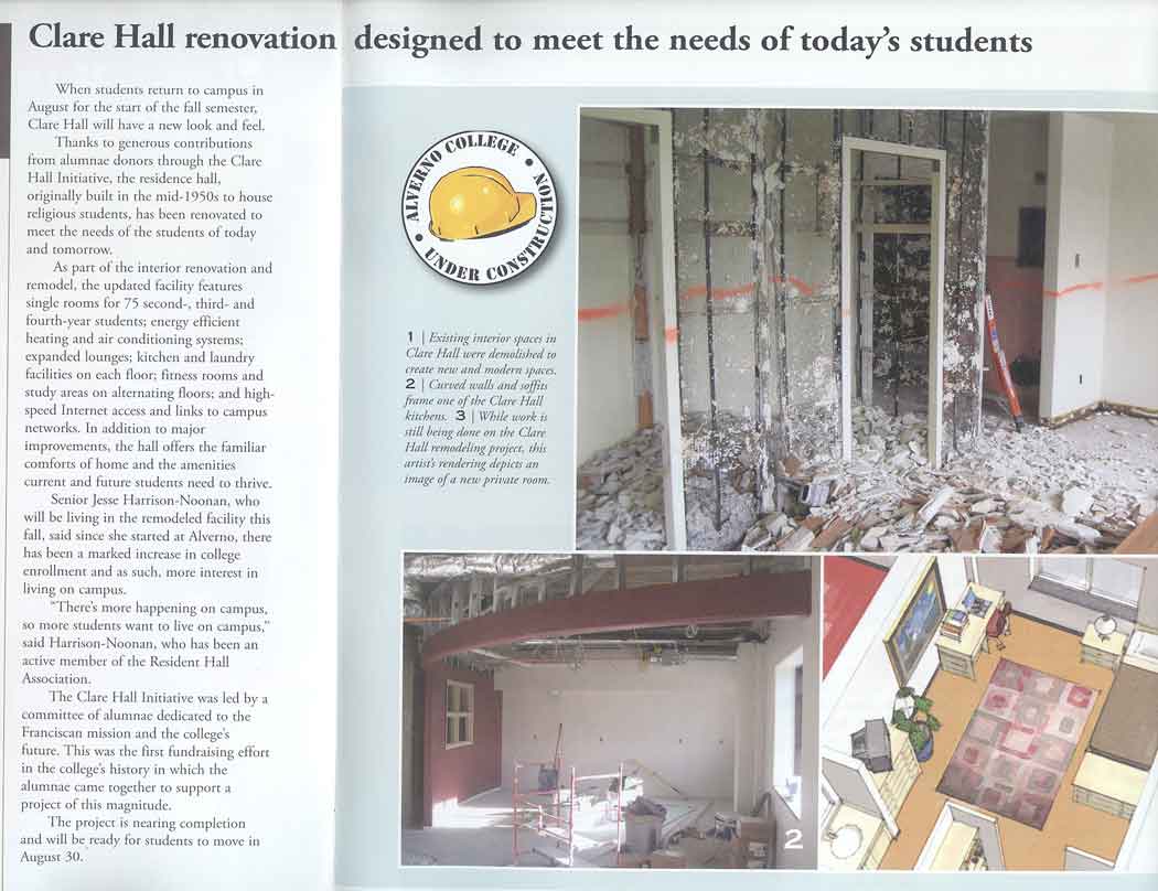 Clare Renovation described in the Summer 2008 issue of Alverno Magazine