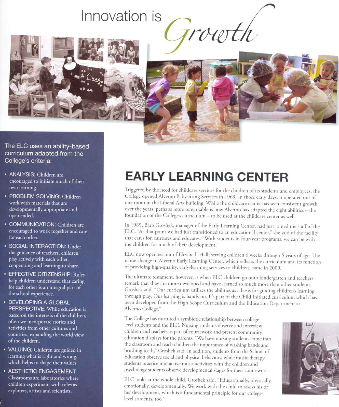 Article about the Alverno College Early learning Center
