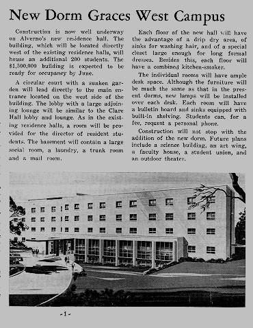 Image of October 1964 "Alverno Alumnae Contact" Article on Construction of Loretto Hall (now Campus Center)