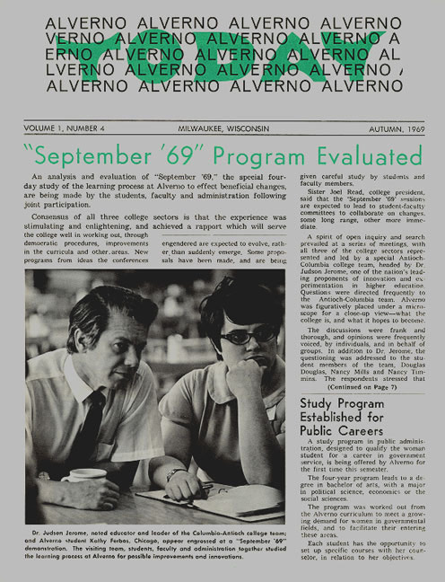 Image of Autumn "Alverno Today" article describing "September '69" Program