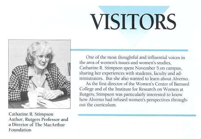 Brief Alverno Magazine Article on Catharine Stimpson's Visit