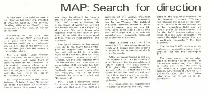November/December 1974 Alverno Today Article Describing the MAP Program