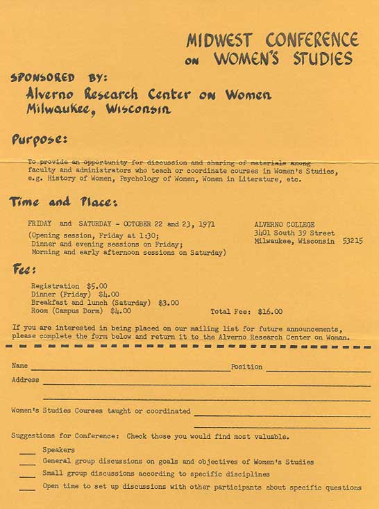 Application Form for the Midwest Conference on Women's Studies