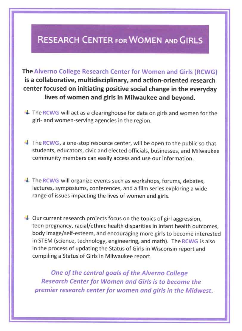 The Mission Statement for the Research Center for Women and Girls