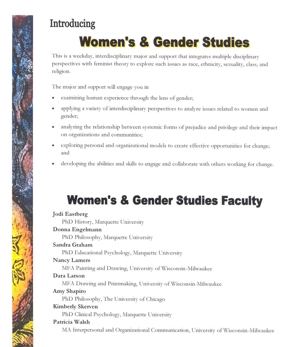 Information on Alverno's new Women's and Gender Studies Major