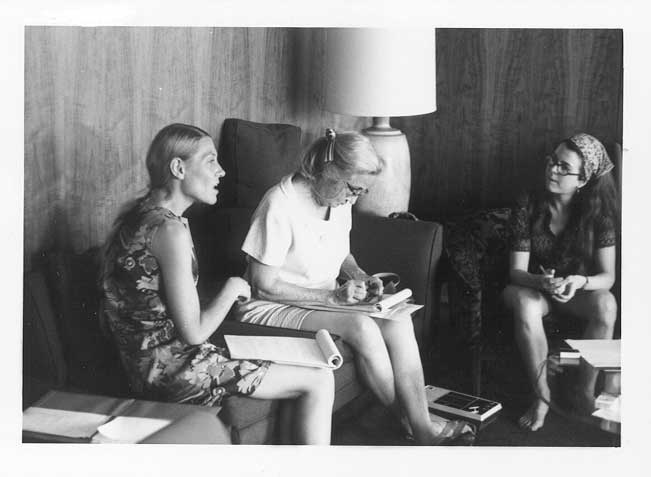 Photograph of Lilias Morrison, Nelle Morton, and Elaine Pagels